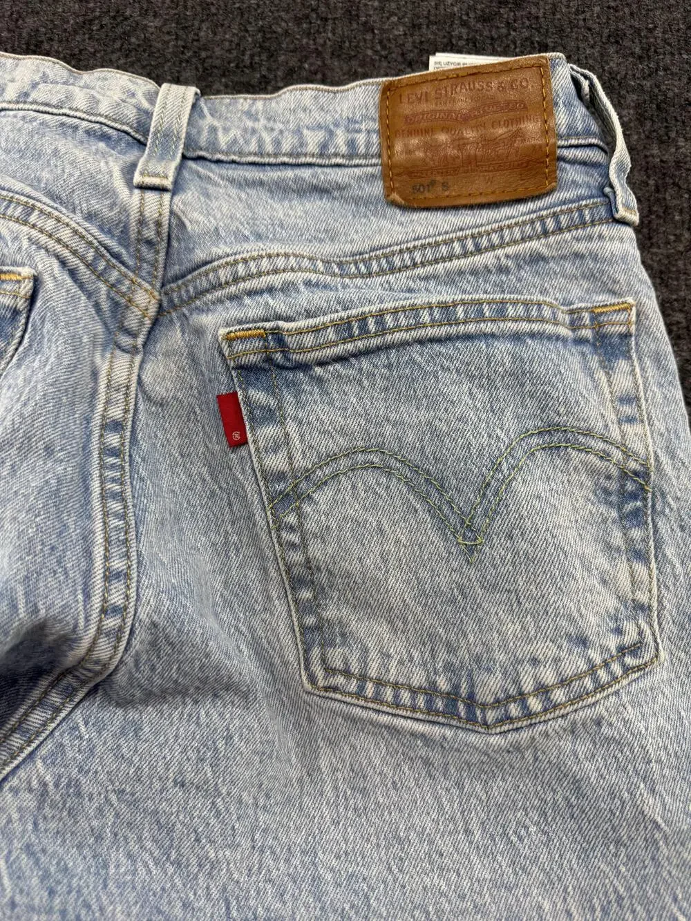 Levi's 501 S Skinny Jeans Womens W25 L28 Light Wash High Rise Raw Hem Denim